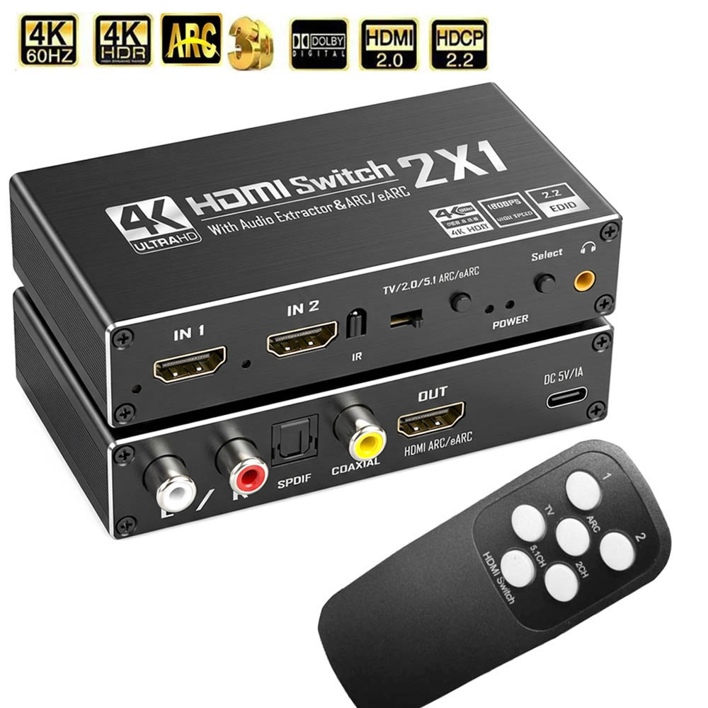 Hdmi Arc Cable - HDMI-Switch mit Audio-Extraktor 4K 60Hz HDMI-Audio-Splitter