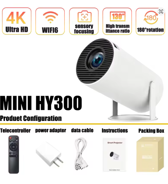 Home Cinema Mini - Mini HY300 Tragbarer Projektor Android 11
