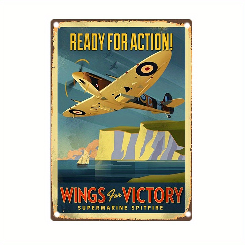 Home Cinema Classic - Vintage Supermarine Spitfire Metallschild, - klassische