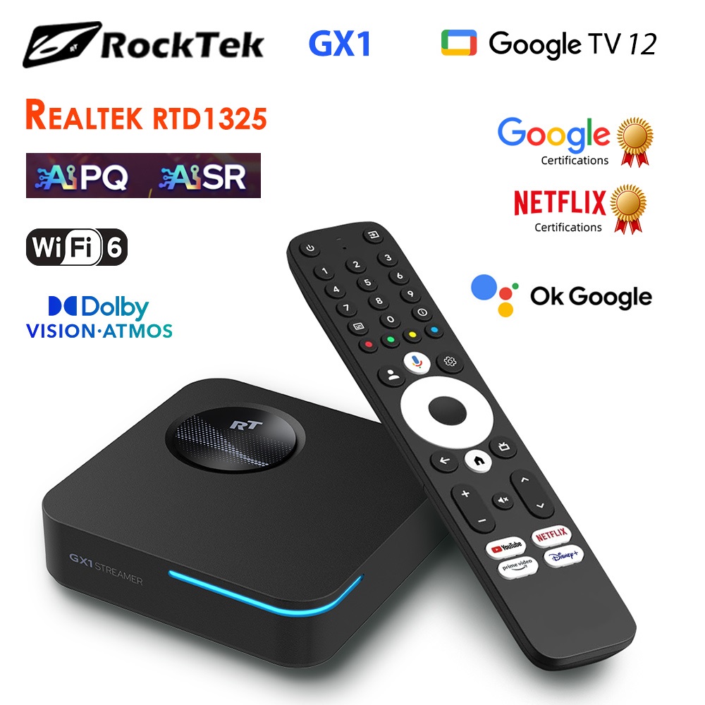 Home Cinema Dolby Atmos - RockTek GX1 UHD Google TV 14