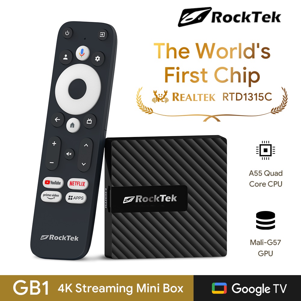 Home Cinema Dolby Atmos - RockTek GB1 TV-Dongle Netflix Google-Zertifiziert 2GB